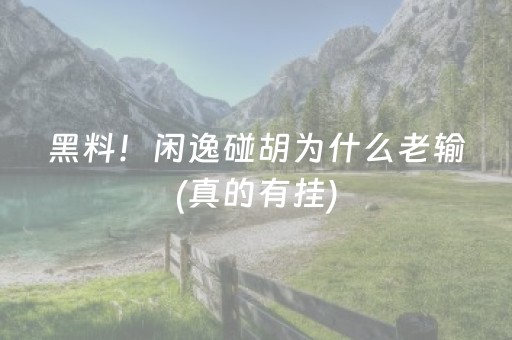 黑料！闲逸碰胡为什么老输(真的有挂)