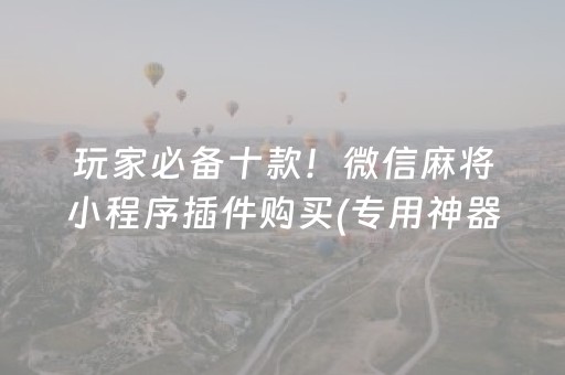 玩家必备十款！微信麻将小程序插件购买(专用神器胡牌技巧)