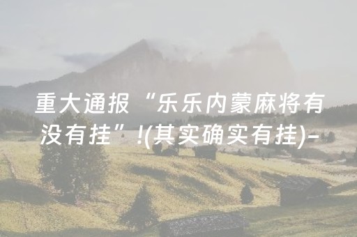 重大通报“乐乐内蒙麻将有没有挂”!(其实确实有挂)-抖音