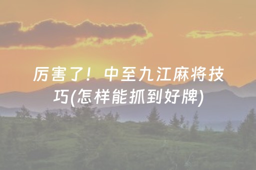 厉害了！中至九江麻将技巧(怎样能抓到好牌)