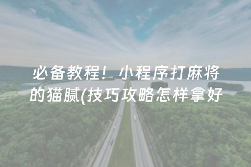 必备教程！小程序打麻将的猫腻(技巧攻略怎样拿好牌)