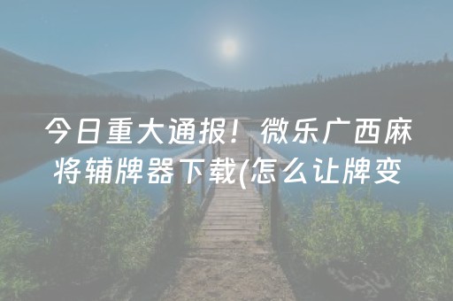 今日重大通报！微乐广西麻将辅牌器下载(怎么让牌变好)