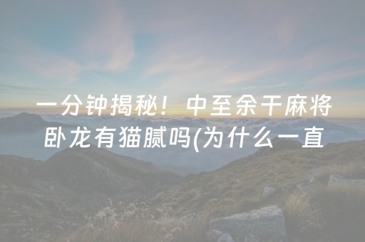 一分钟揭秘！中至余干麻将卧龙有猫腻吗(为什么一直输)
