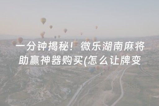 一分钟揭秘！微乐湖南麻将助赢神器购买(怎么让牌变好)
