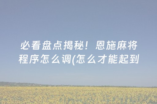 必看盘点揭秘！恩施麻将程序怎么调(怎么才能起到好牌)