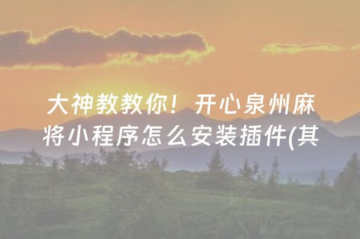 大神教教你！开心泉州麻将小程序怎么安装插件(其实是有挂的)