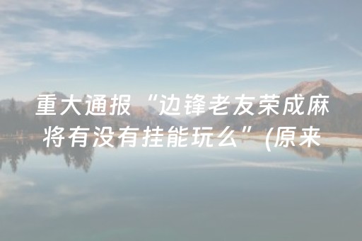 重大通报“边锋老友荣成麻将有没有挂能玩么”(原来真的有挂)-抖音