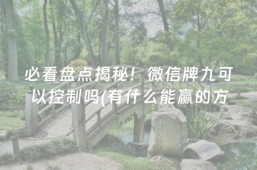 必看盘点揭秘！微信牌九可以控制吗(有什么能赢的方法)