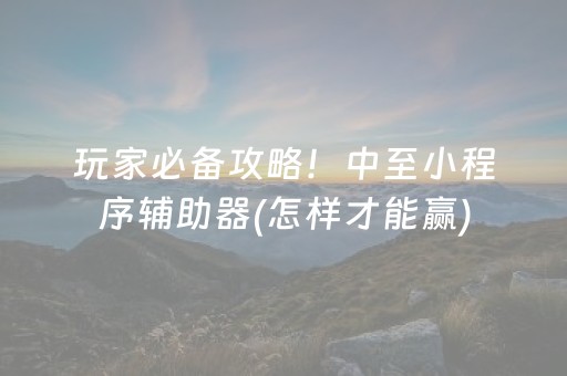 玩家必备攻略！中至小程序辅助器(怎样才能赢)