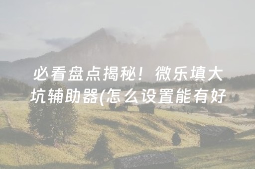 必看盘点揭秘！微乐填大坑辅助器(怎么设置能有好牌)