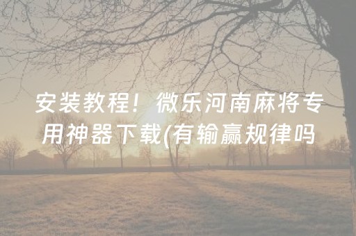 安装教程！微乐河南麻将专用神器下载(有输赢规律吗)