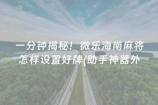 一分钟揭秘！微乐海南麻将怎样设置好牌(助手神器外辅工具)