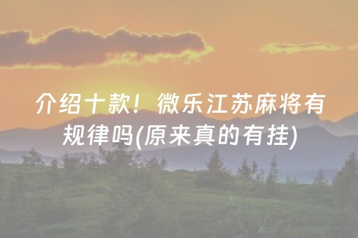 介绍十款！微乐江苏麻将有规律吗(原来真的有挂)