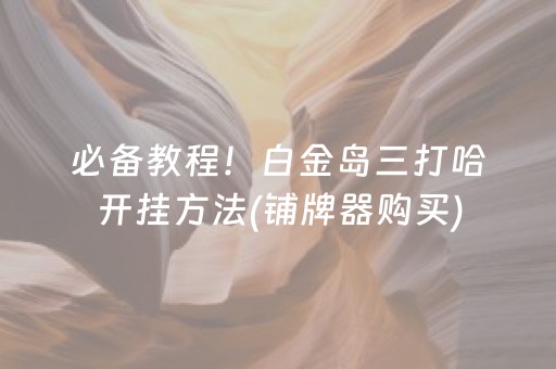 必备教程！白金岛三打哈开挂方法(铺牌器购买)