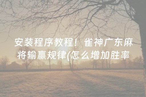 安装程序教程！雀神广东麻将输赢规律(怎么增加胜率)