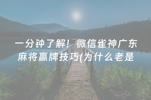 一分钟了解！微信雀神广东麻将赢牌技巧(为什么老是输)