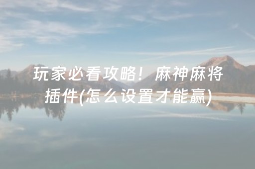 玩家必看攻略！麻神麻将插件(怎么设置才能赢)