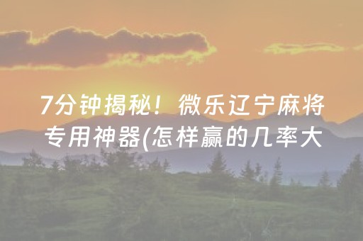 7分钟揭秘！微乐辽宁麻将专用神器(怎样赢的几率大)