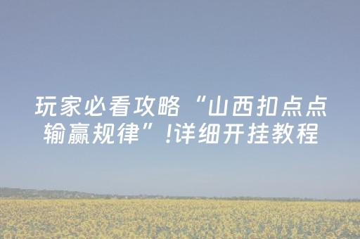 玩家必看攻略“山西扣点点输赢规律”!详细开挂教程-抖音