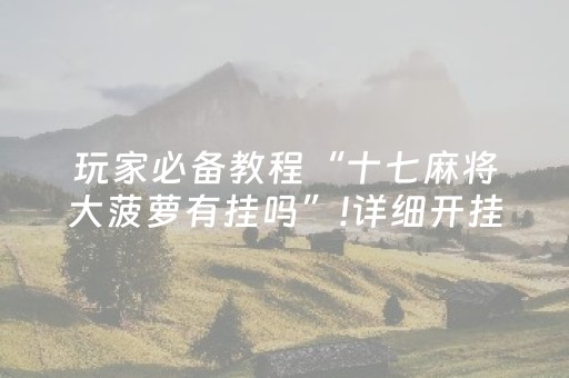 玩家必备教程“十七麻将大菠萝有挂吗”!详细开挂教程-抖音