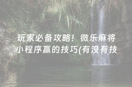 玩家必备攻略！微乐麻将小程序赢的技巧(有没有技巧)