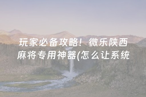 玩家必备攻略！微乐陕西麻将专用神器(怎么让系统发好牌)