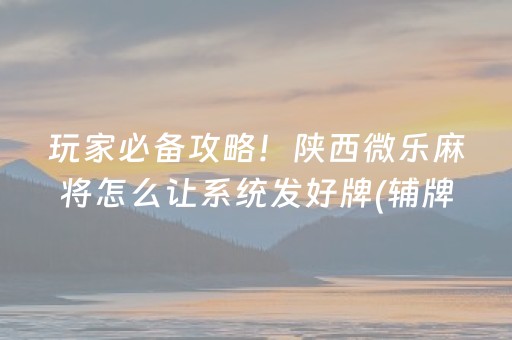 我来教大家“微乐福建麻将专用神器（助赢神器通用版）