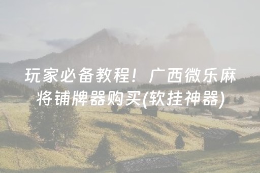 玩家必备教程！广西微乐麻将铺牌器购买(软挂神器)