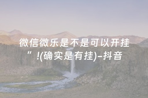 微信微乐是不是可以开挂”!(确实是有挂)-抖音