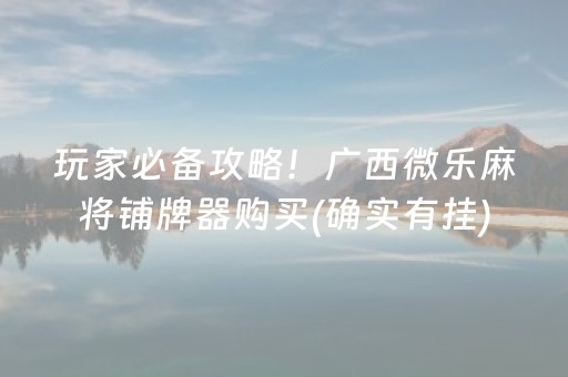 玩家必备攻略！广西微乐麻将铺牌器购买(确实有挂)