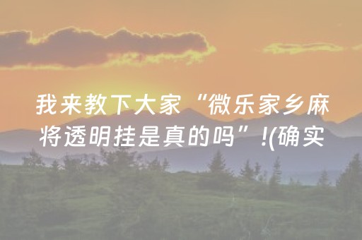 我来教下大家“微乐家乡麻将透明挂是真的吗”!(确实是有挂)-抖音