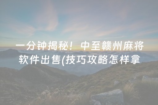 一分钟揭秘！中至赣州麻将软件出售(技巧攻略怎样拿好牌)