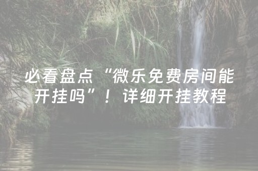 必看盘点“微乐免费房间能开挂吗”！详细开挂教程（确实真的有挂)-抖音