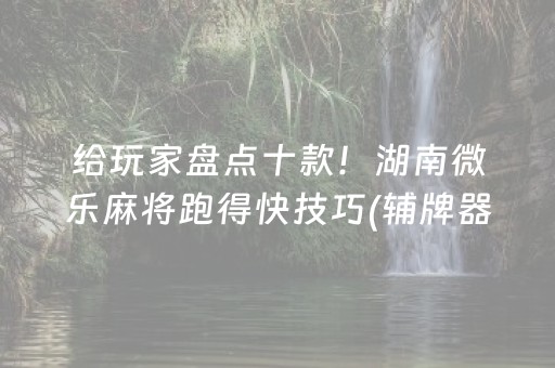 给玩家盘点十款！湖南微乐麻将跑得快技巧(辅牌器购买)