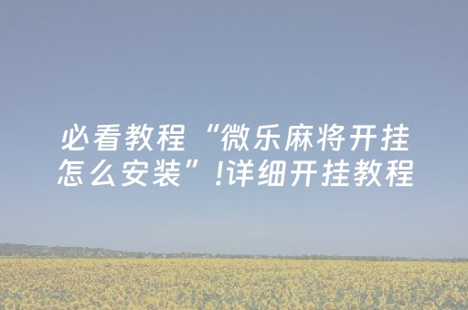 必看教程“微乐麻将开挂怎么安装”!详细开挂教程-抖音