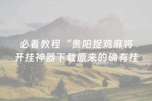 必看教程“贵阳捉鸡麻将开挂神器下载原来的确有挂”!(确实是有挂)-抖音