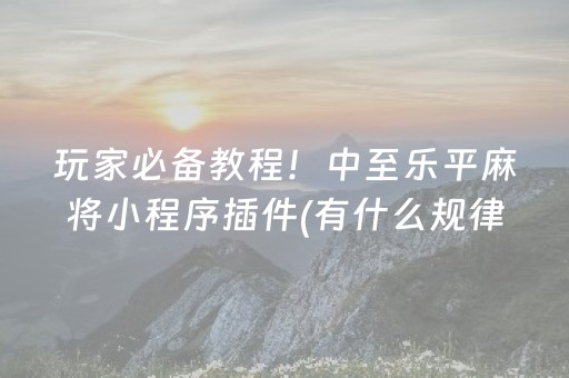 玩家必备教程！中至乐平麻将小程序插件(有什么规律吗)