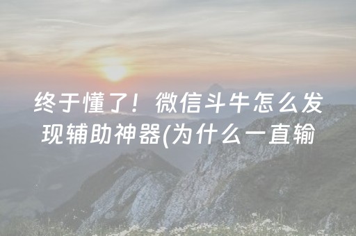 终于懂了！微信斗牛怎么发现辅助神器(为什么一直输)