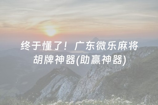 终于懂了！广东微乐麻将胡牌神器(助赢神器)