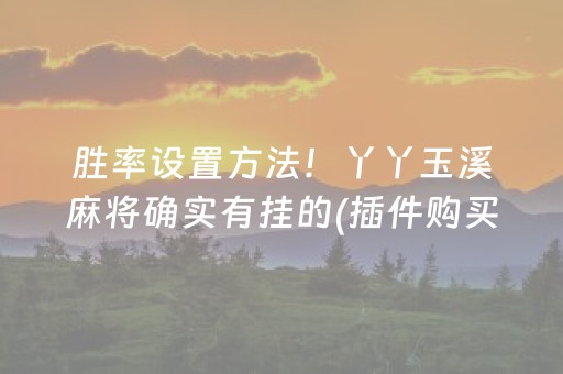胜率设置方法！丫丫玉溪麻将确实有挂的(插件购买输赢规律)