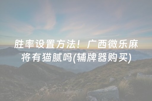 胜率设置方法！广西微乐麻将有猫腻吗(辅牌器购买)