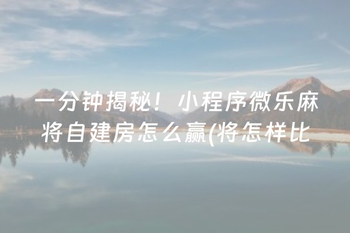 一分钟揭秘！小程序微乐麻将自建房怎么赢(将怎样比较容易赢)