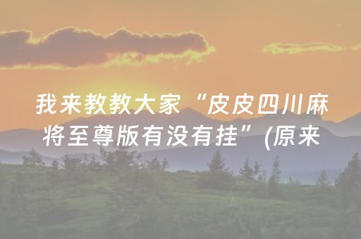 我来教教大家“皮皮四川麻将至尊版有没有挂”(原来真的有挂)-抖音