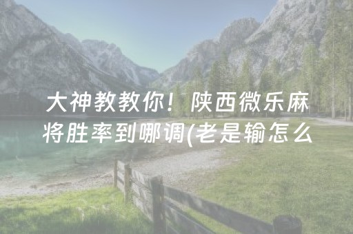 大神教教你！陕西微乐麻将胜率到哪调(老是输怎么办)