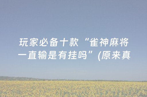 玩家必备十款“雀神麻将一直输是有挂吗”(原来真的有挂)-抖音