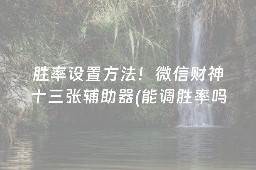 胜率设置方法！微信财神十三张辅助器(能调胜率吗)