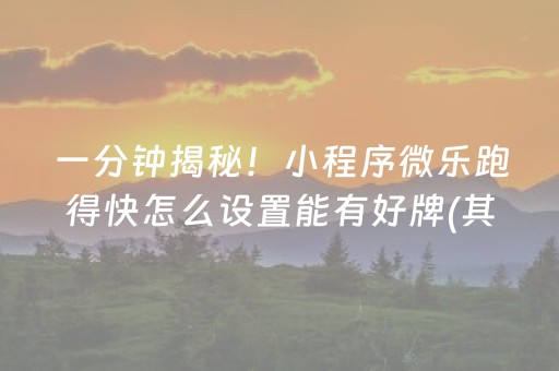 一分钟揭秘！小程序微乐跑得快怎么设置能有好牌(其实真的有挂)