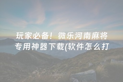 玩家必备！微乐河南麻将专用神器下载(软件怎么打赢)
