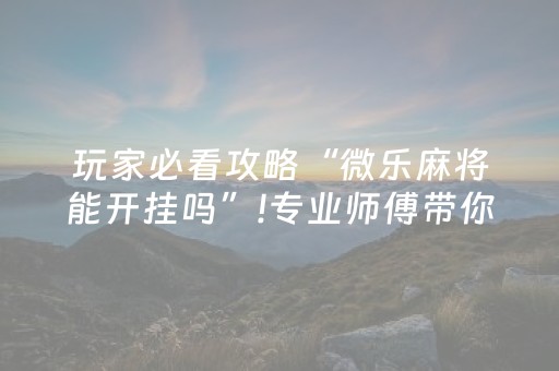 玩家必看攻略“微乐麻将能开挂吗”!专业师傅带你一起了解（详细教程）-抖音