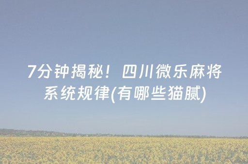 7分钟揭秘！四川微乐麻将系统规律(有哪些猫腻)
